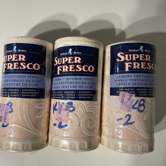 Graham & Brown Super Fresco Textured Vinyl Wallpaper Beige Lot 3 Made England - Picture 5 of 6